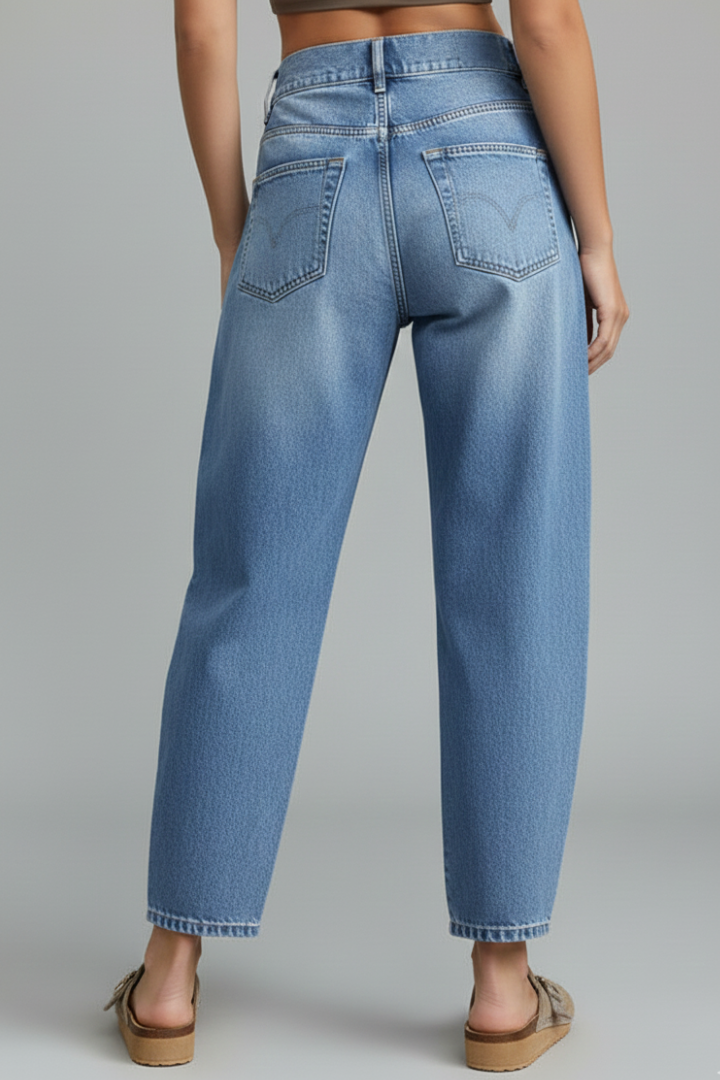 Women's Casual Mid Waist Front Closure Jeans