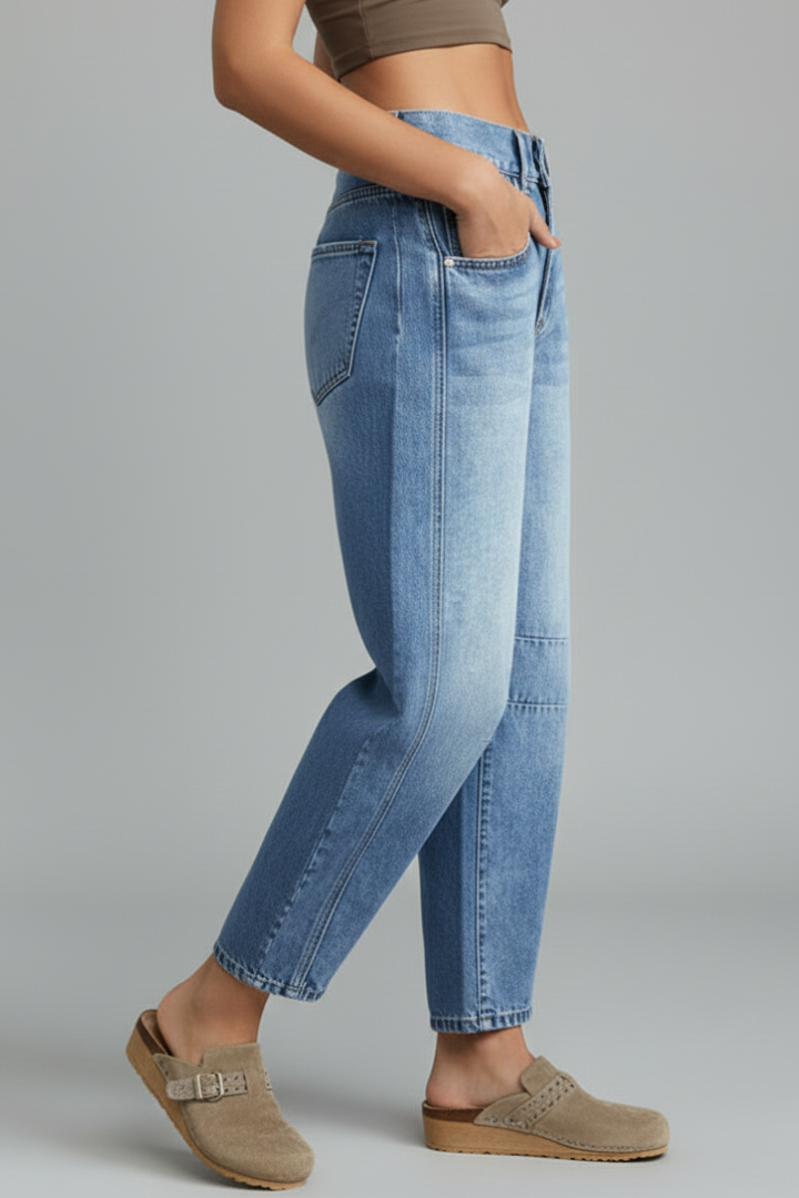 Women's Casual Mid Waist Front Closure Jeans