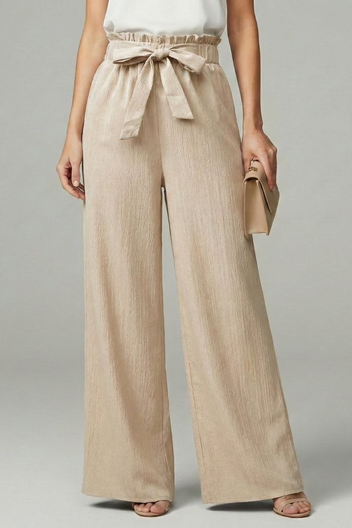 Women's Stylish Wide Leg Palazzo Pants with Tie Belt