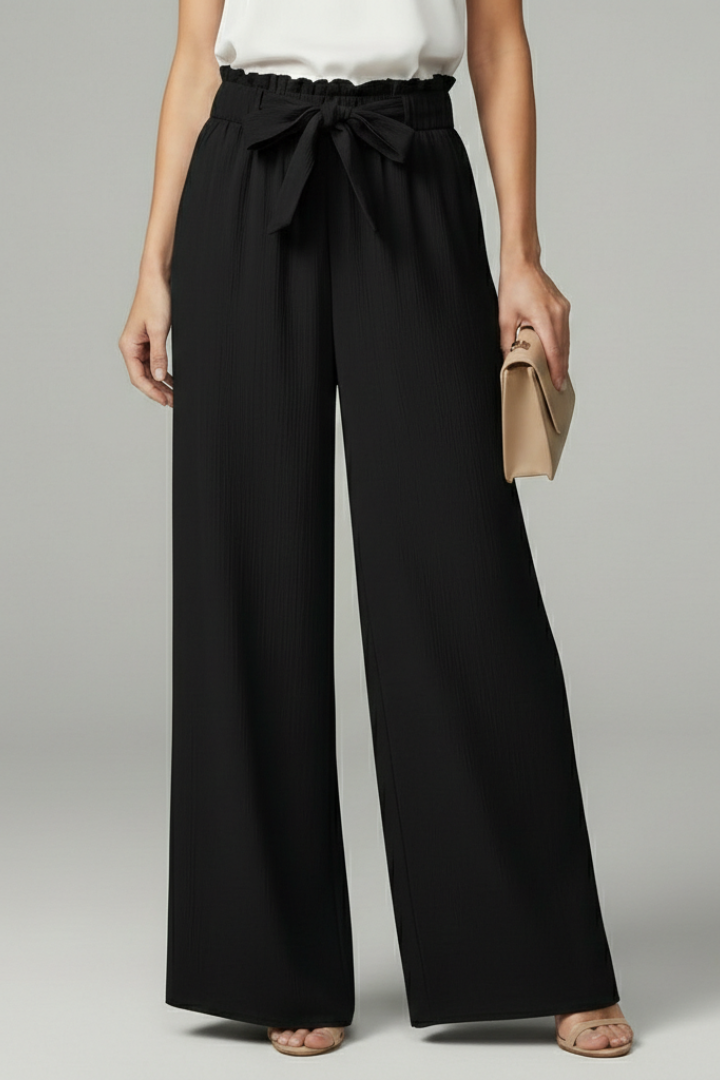 Women's Stylish Wide Leg Palazzo Pants with Tie Belt