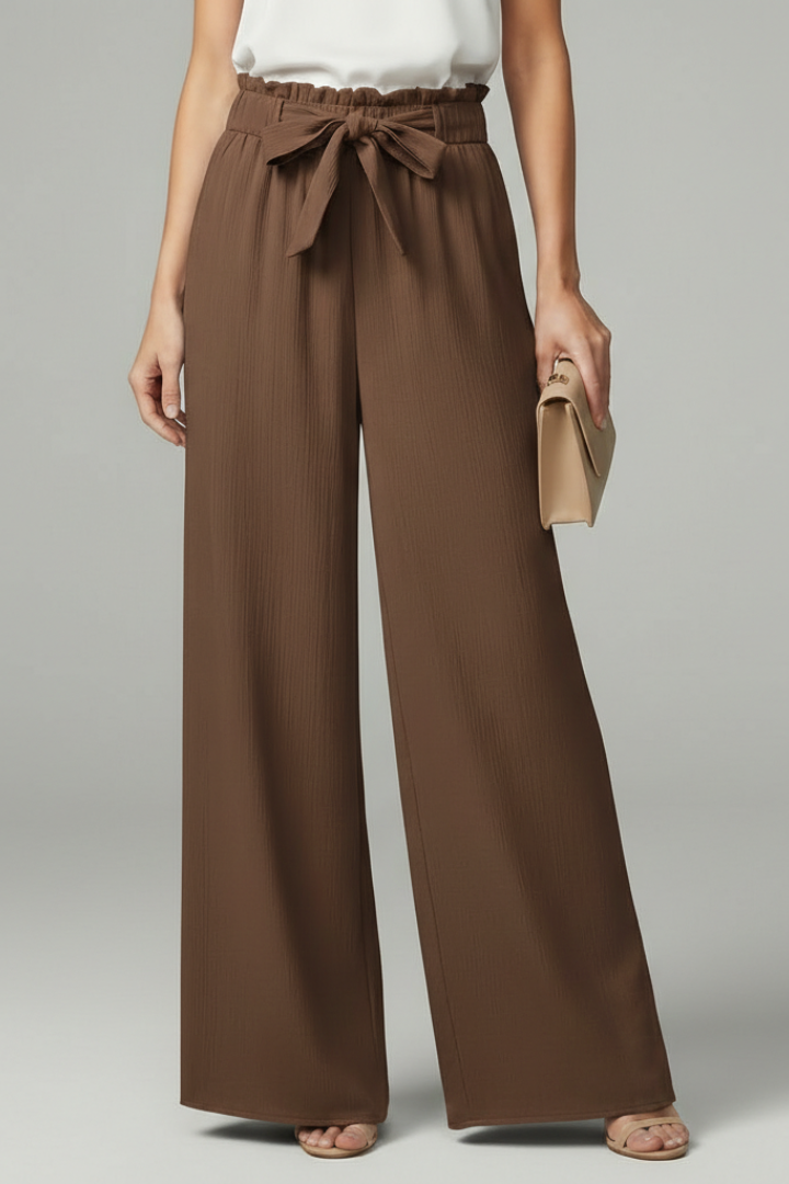 Women's Stylish Wide Leg Palazzo Pants with Tie Belt
