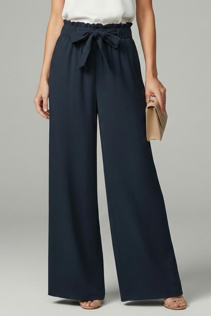 Women's Stylish Wide Leg Palazzo Pants with Tie Belt