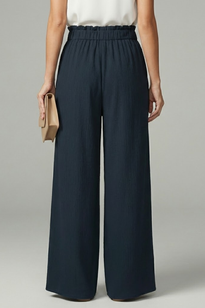 Women's Stylish Wide Leg Palazzo Pants with Tie Belt