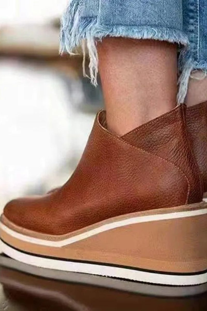 Women’s Platform Ankle Boots – Side Zip Wedge Booties