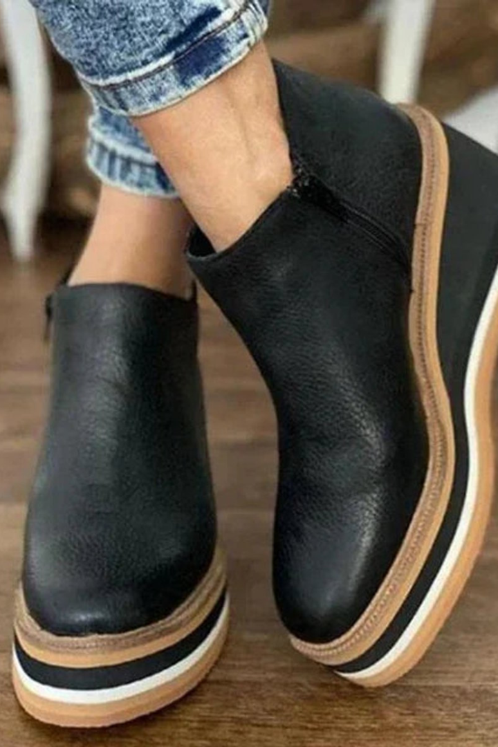 Women’s Platform Ankle Boots – Side Zip Wedge Booties