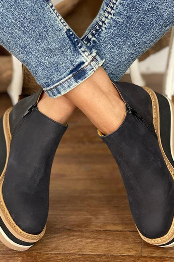 Women’s Platform Ankle Boots – Side Zip Wedge Booties