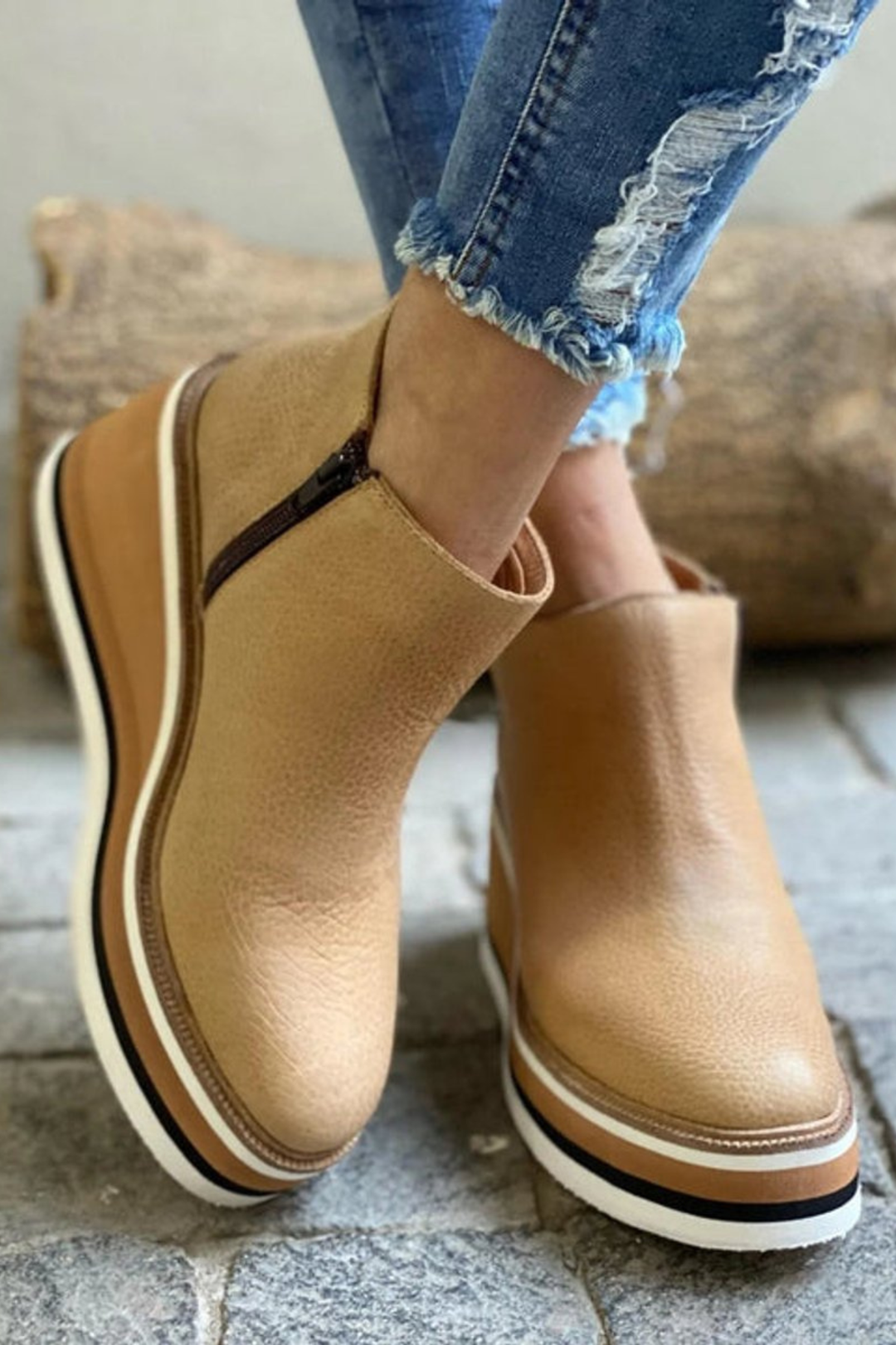 Women’s Platform Ankle Boots – Side Zip Wedge Booties
