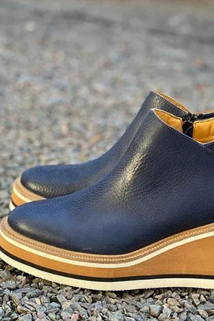 Women’s Platform Ankle Boots – Side Zip Wedge Booties