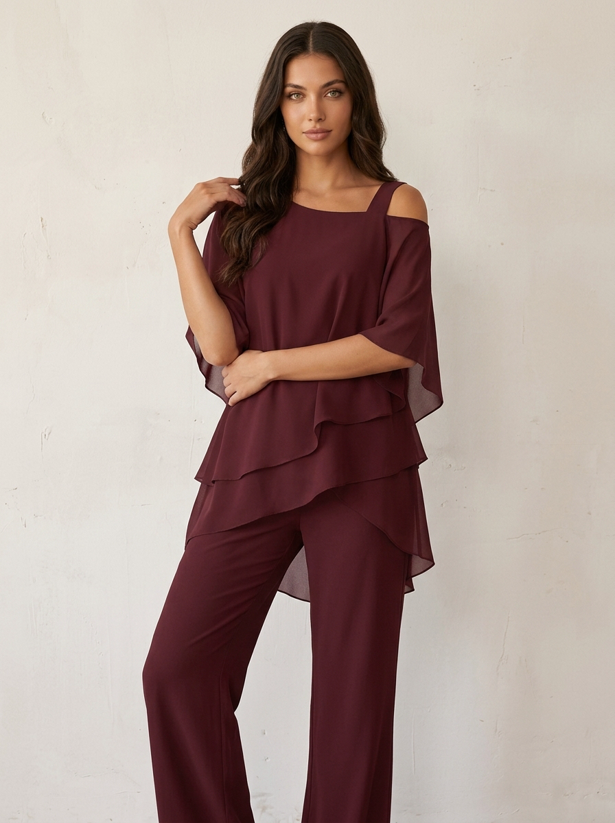 Women's Elegant Chiffon Two Piece Set
