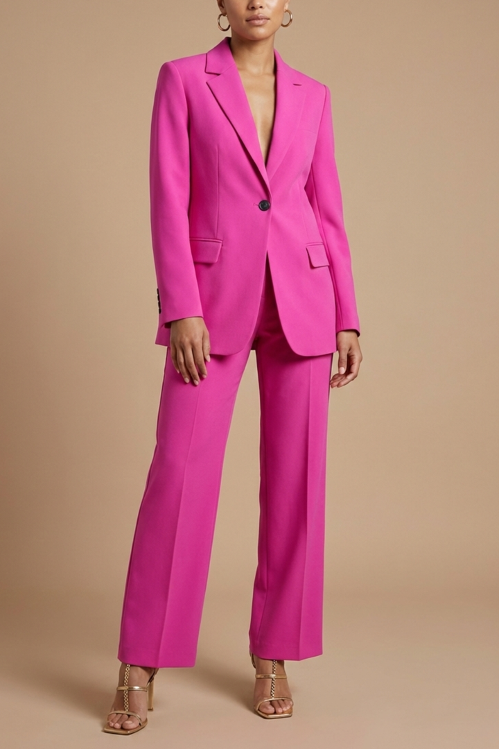Women's Elegant Blazer and Wide Leg Trousers Suit Set