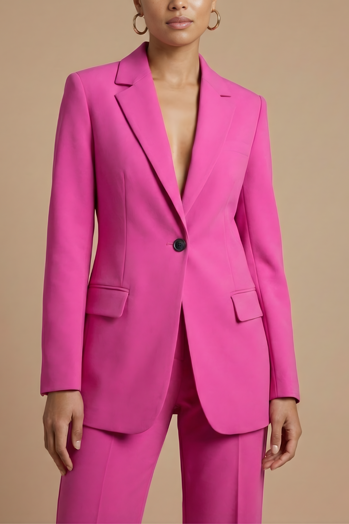 Women's Elegant Blazer and Wide Leg Trousers Suit Set