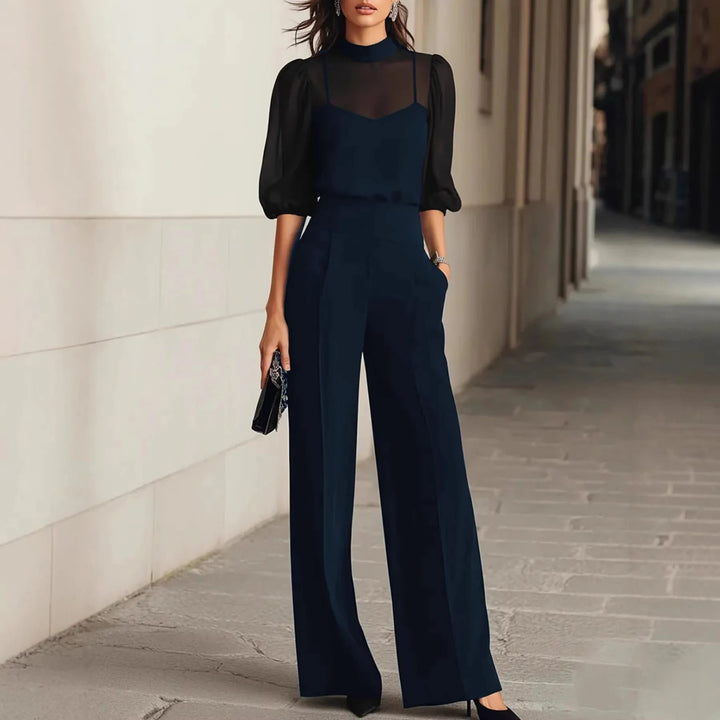 Women's Elegant Patchwork Wide Leg Jumpsuit