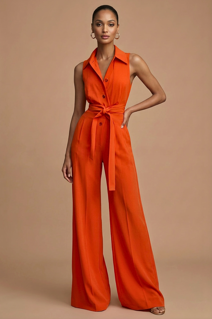 Women's Elegant Sleeveless Wide Leg Jumpsuit
