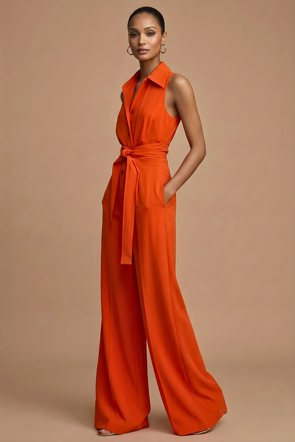 Women's Elegant Sleeveless Wide Leg Jumpsuit