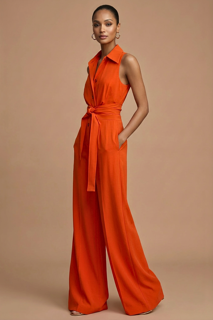 Women's Elegant Sleeveless Wide Leg Jumpsuit