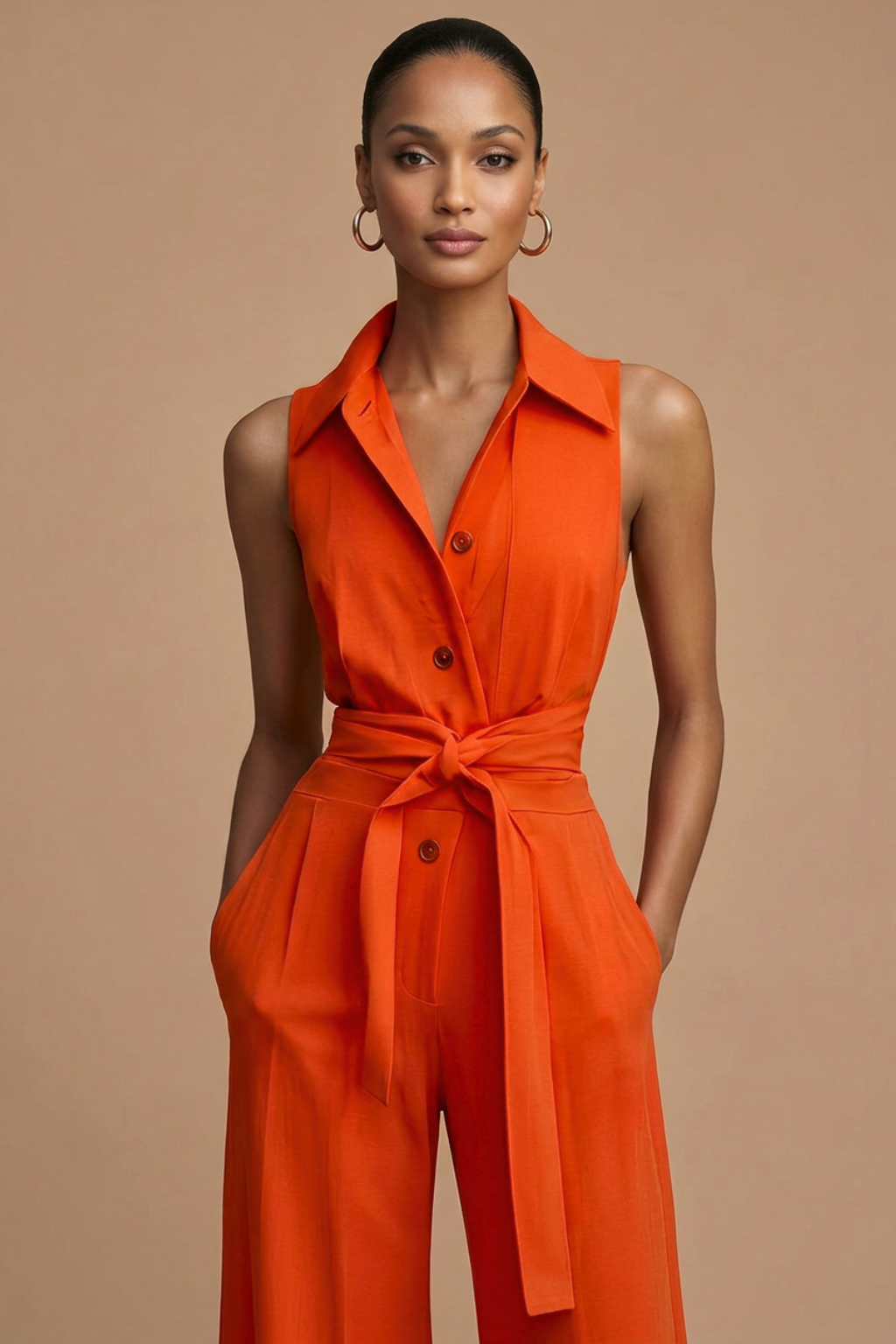 Women's Elegant Sleeveless Wide Leg Jumpsuit