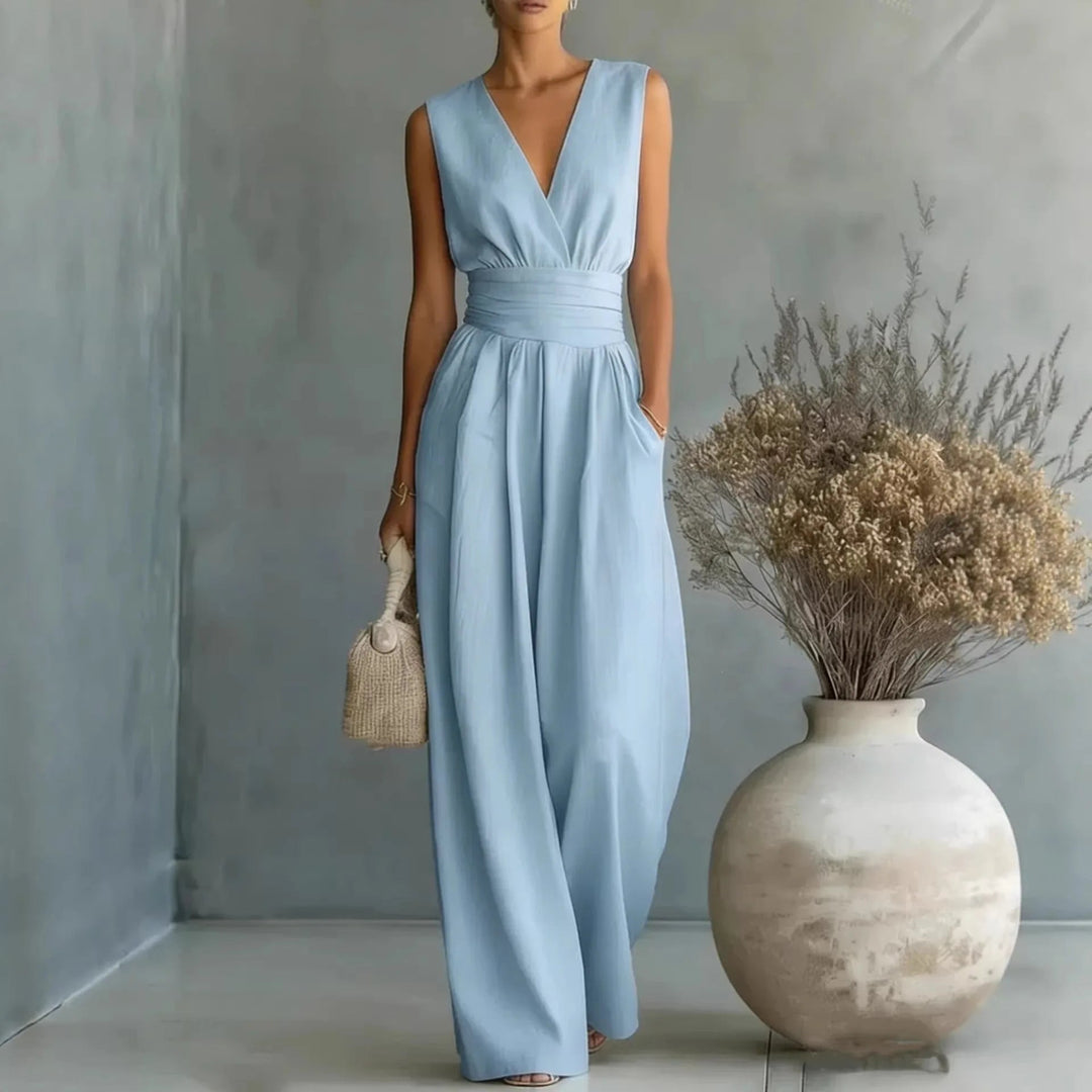 Women's Elegant Sleeveless V Neck Jumpsuit