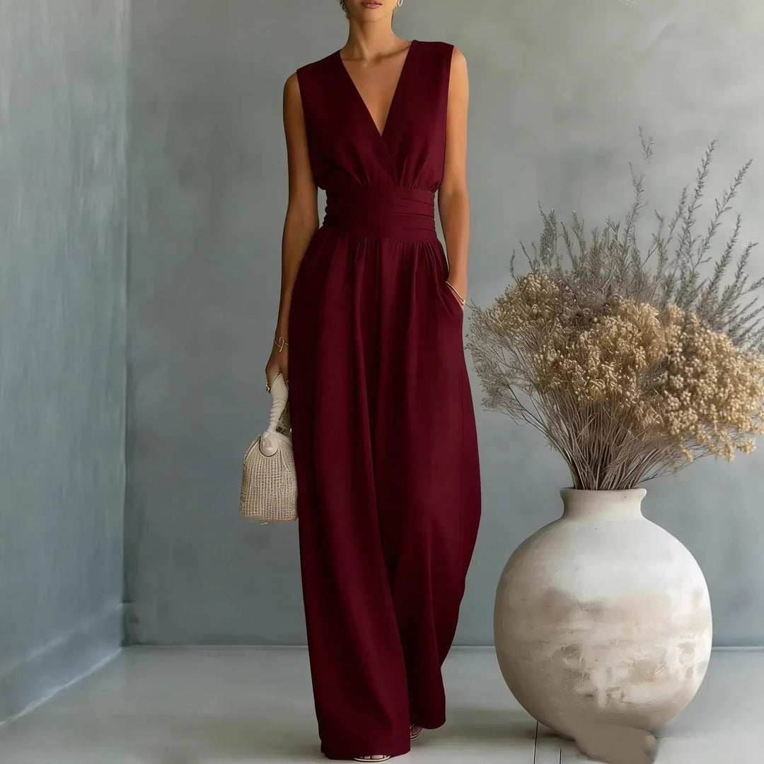 Women's Elegant Sleeveless V Neck Jumpsuit