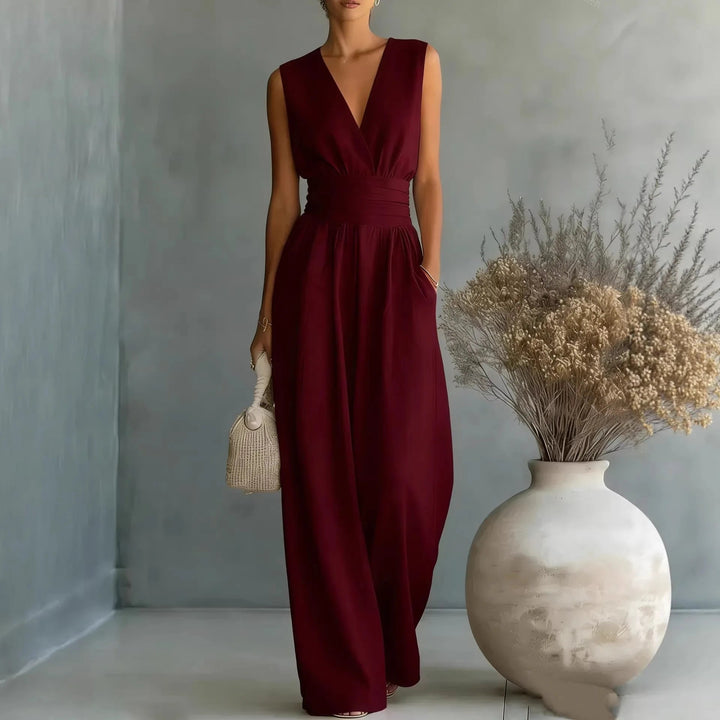 Women's Elegant Sleeveless V Neck Jumpsuit