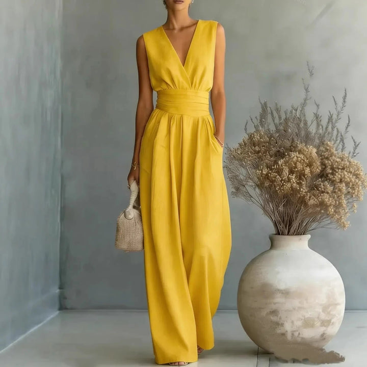 Women's Elegant Sleeveless V Neck Jumpsuit
