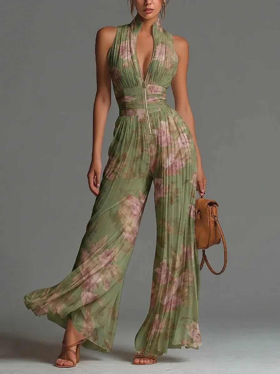 Women's Elegant Floral Halter Neck Jumpsuit