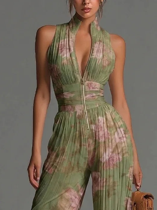 Women's Elegant Floral Halter Neck Jumpsuit