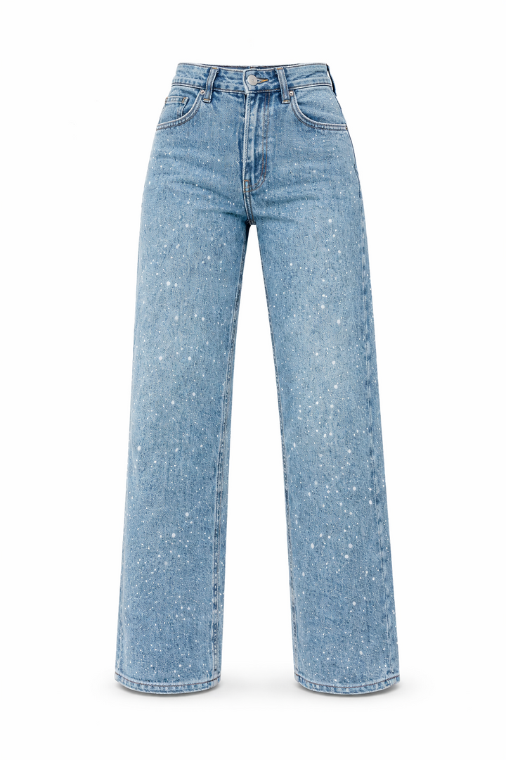Women's Stylish Glitter High Waist Straight Leg Jeans