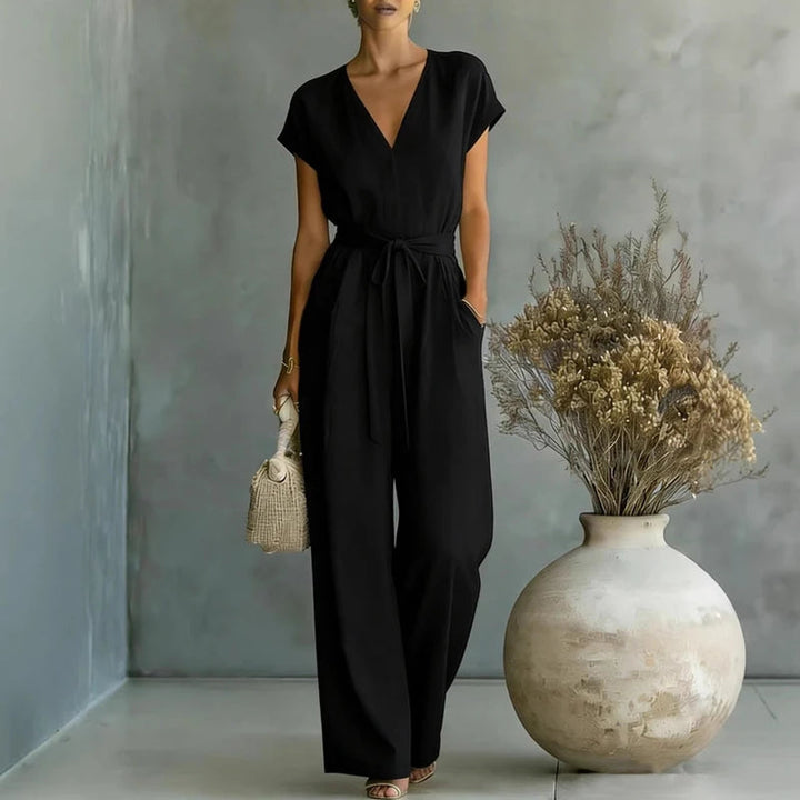 Women's Elegant Linen Wide Leg Jumpsuit
