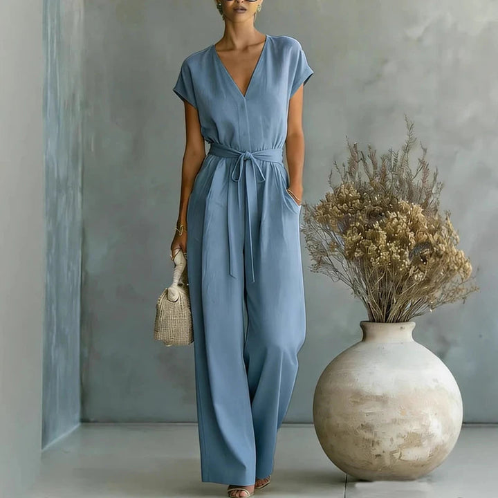 Women's Elegant Linen Wide Leg Jumpsuit