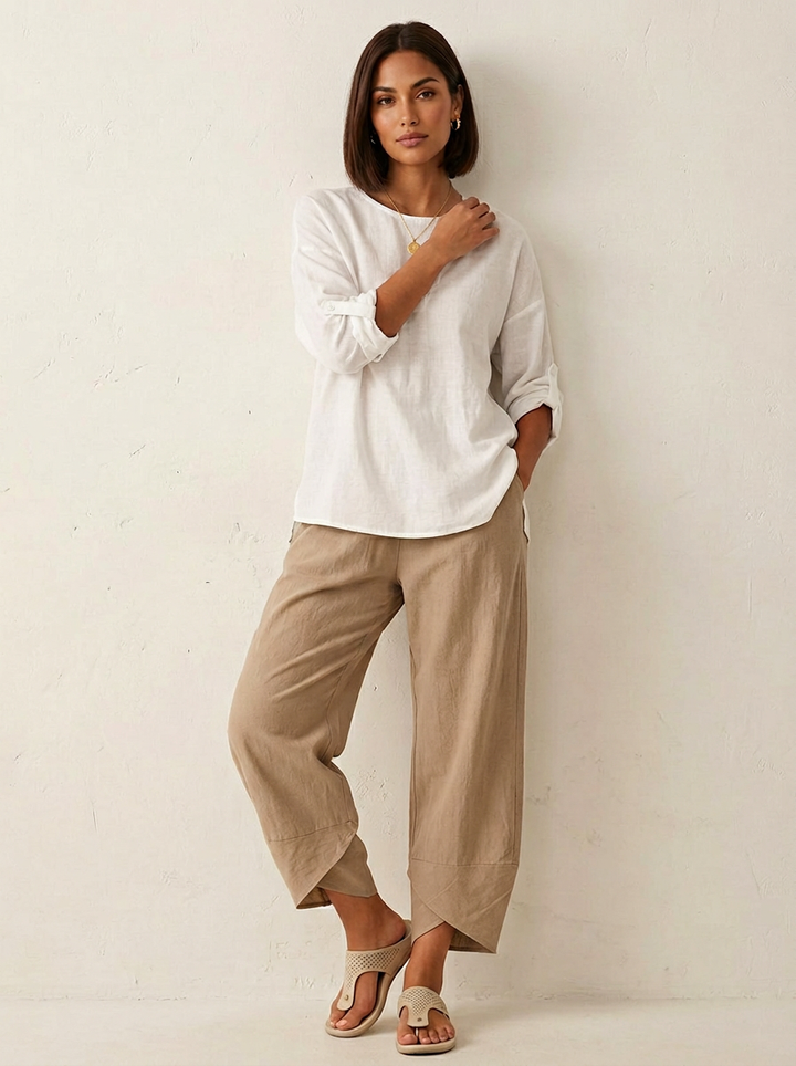 Women's Relaxed Linen Wide Leg Palazzo Pants