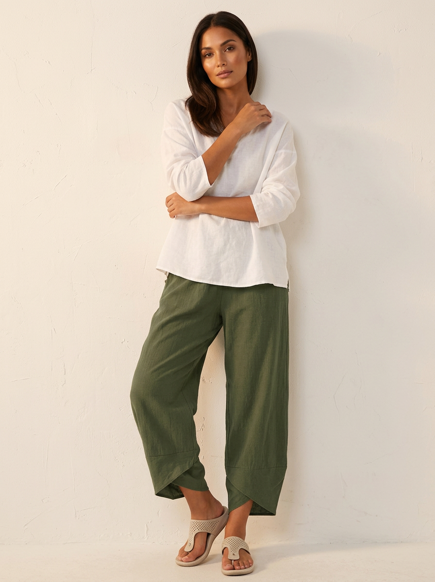Women's Relaxed Linen Wide Leg Palazzo Pants