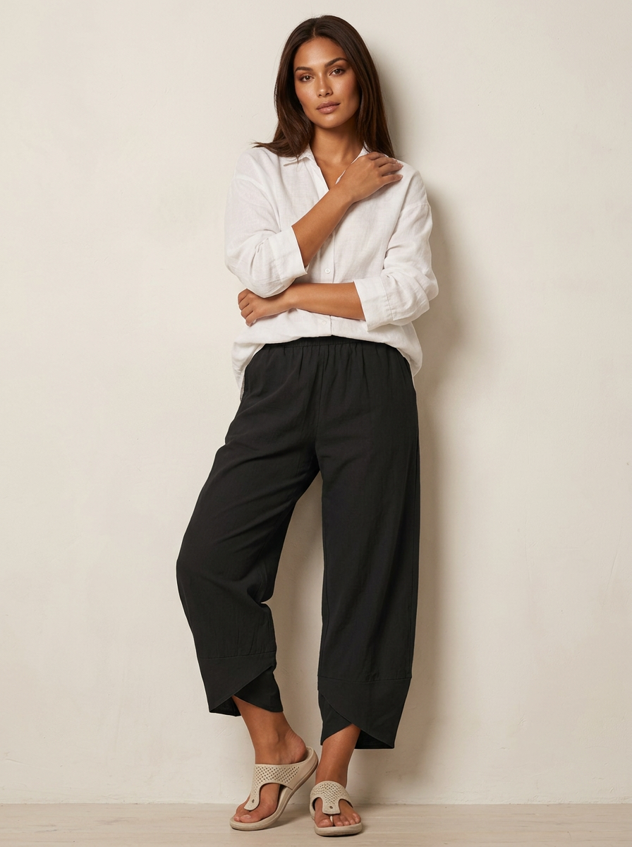 Women's Relaxed Linen Wide Leg Palazzo Pants