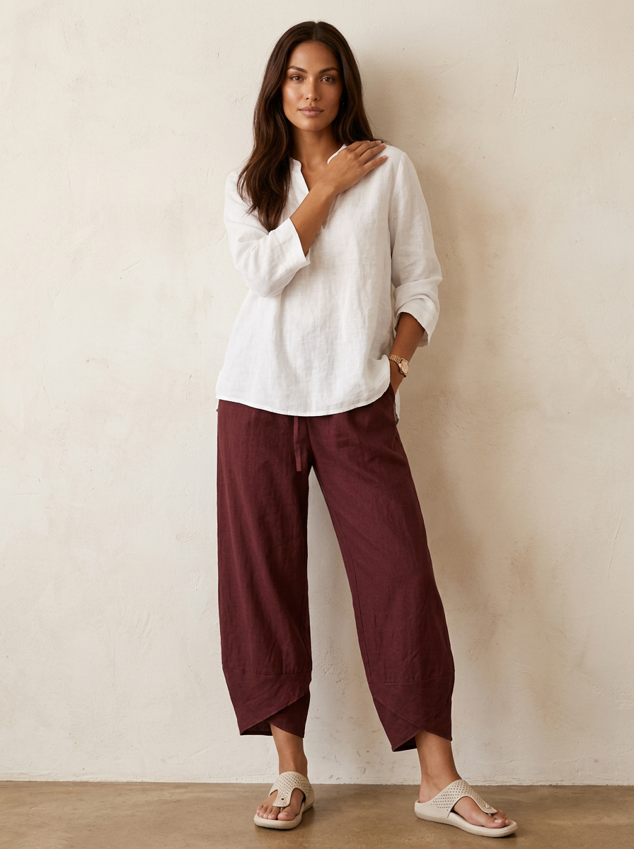 Women's Relaxed Linen Wide Leg Palazzo Pants