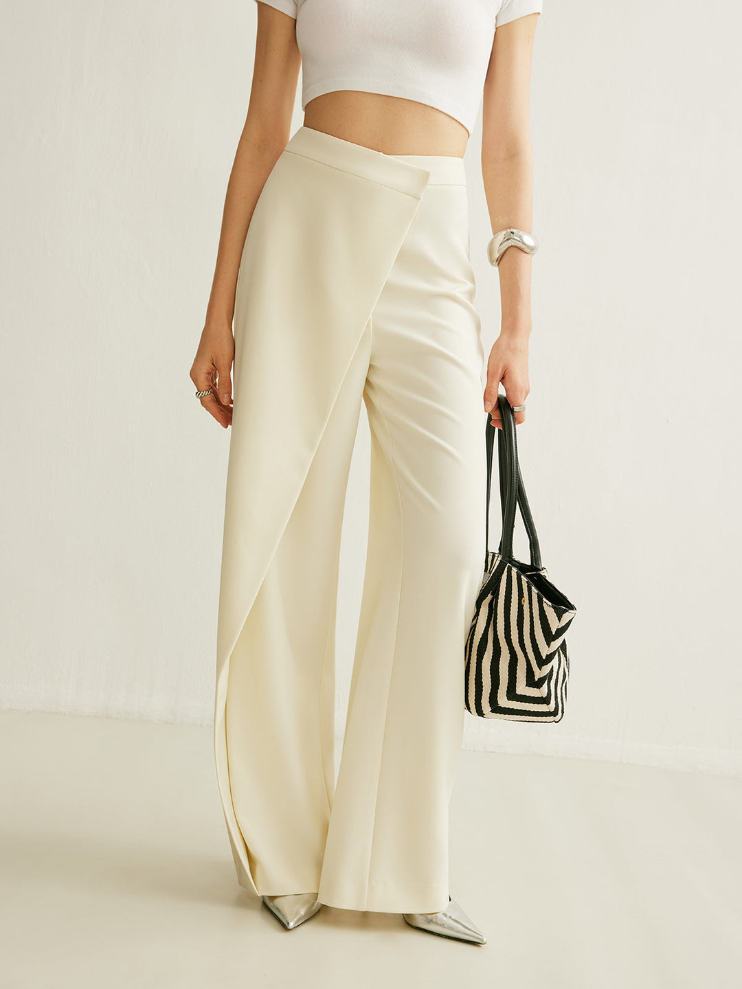 Women's Stylish High Waisted Wrap Wide Leg Pants