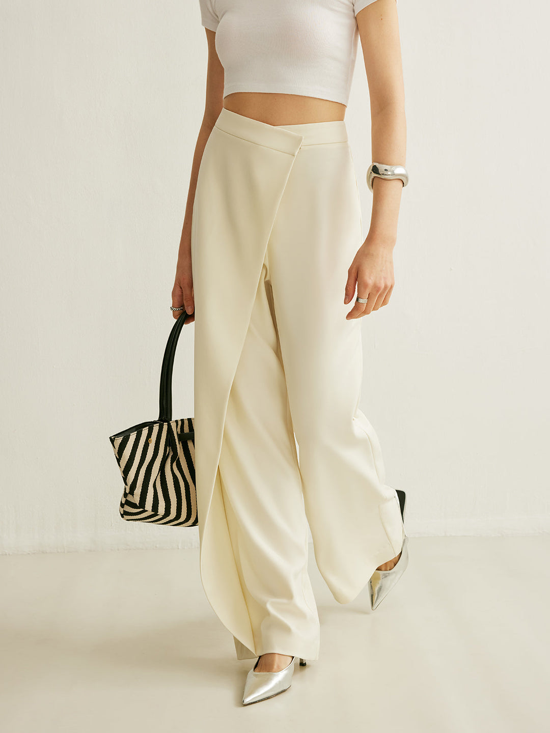Women's Stylish High Waisted Wrap Wide Leg Pants