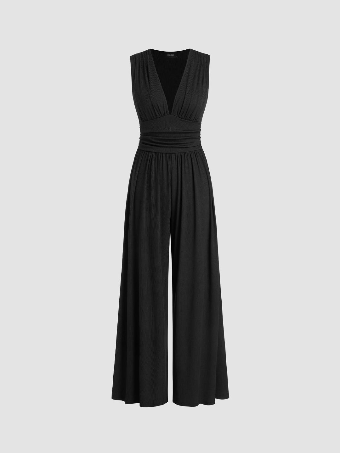 Women's Elegant Ribbed Sleeveless Wide Leg Jumpsuit