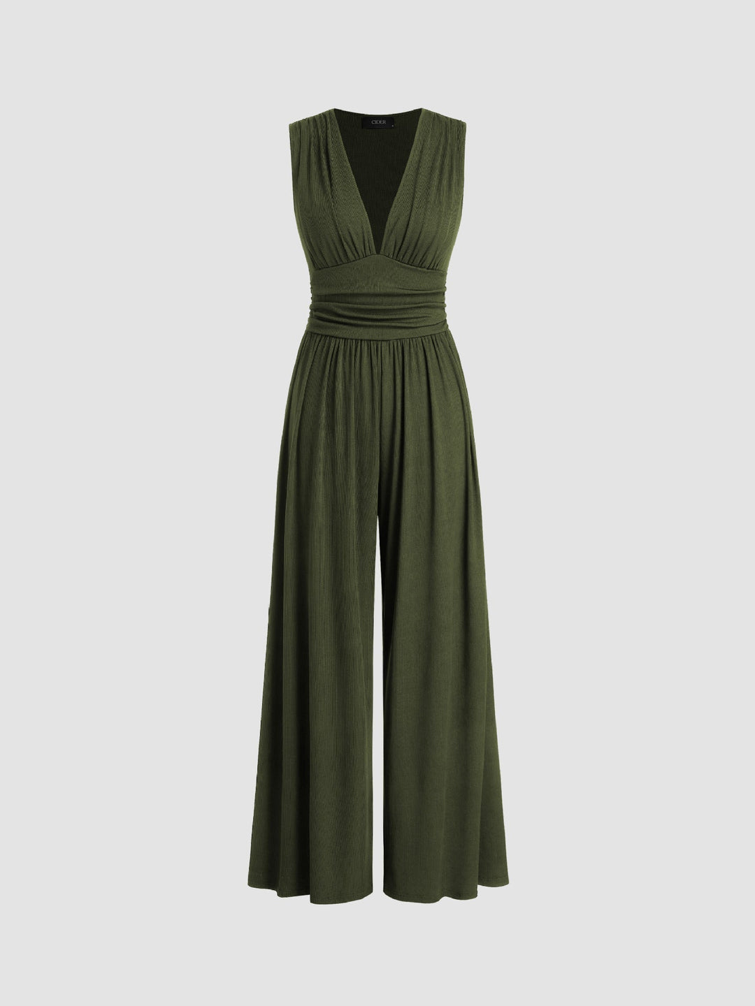 Women's Elegant Ribbed Sleeveless Wide Leg Jumpsuit