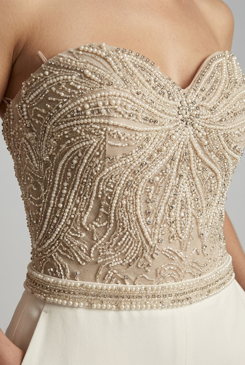 Women's Chic Strapless Sequin Wide Leg Jumpsuit