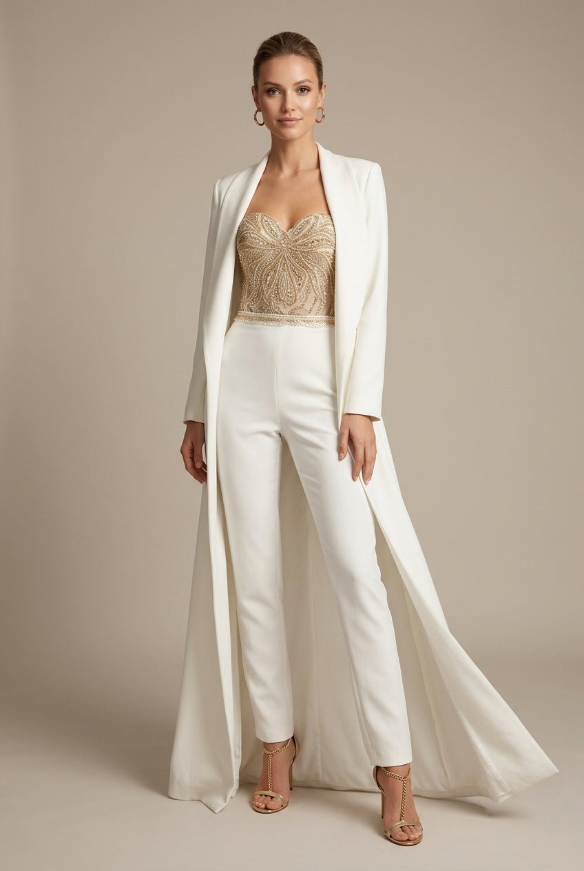 Women's Chic Strapless Sequin Wide Leg Jumpsuit