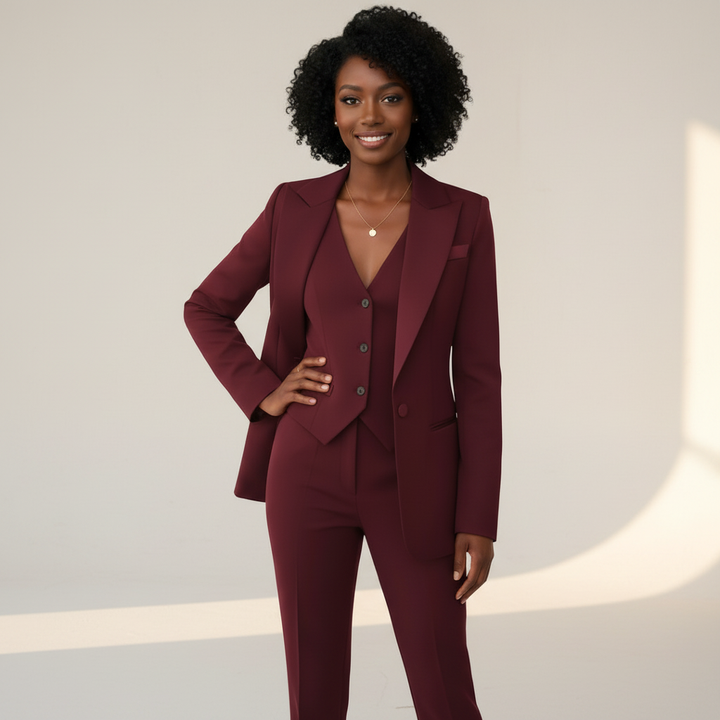 Women's Elegant Tailored Three Piece Blazer Suit Set