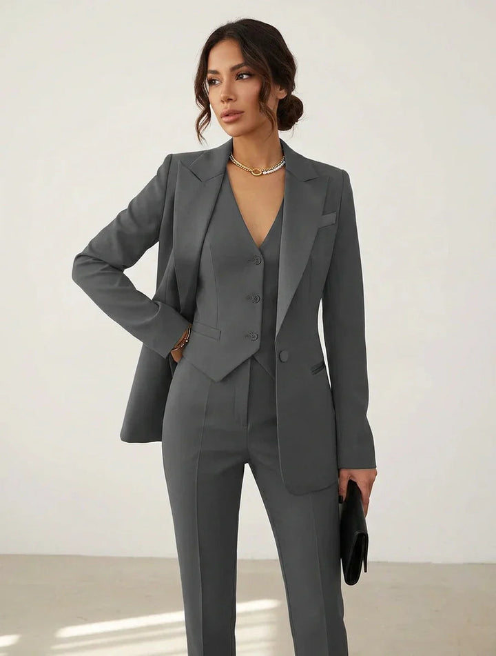 Women's Elegant Tailored Three Piece Blazer Suit Set