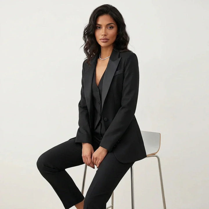 Women's Elegant Tailored Three Piece Blazer Suit Set
