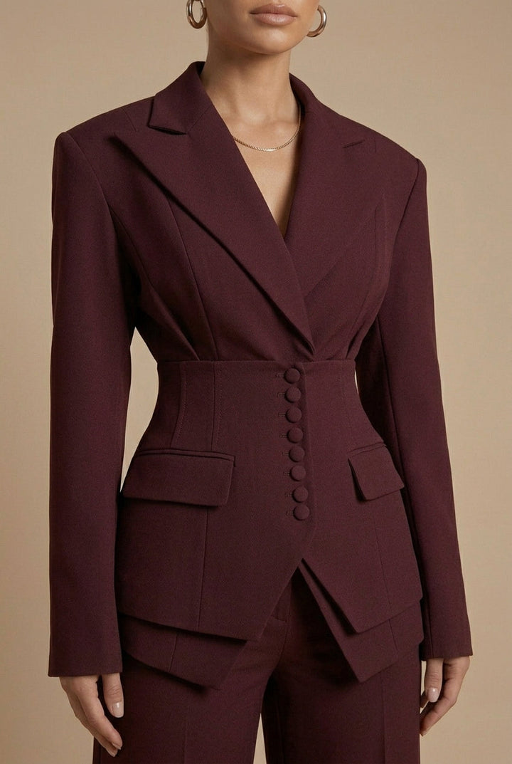 Women's Tailored Blazer and Wide Leg Trousers Set