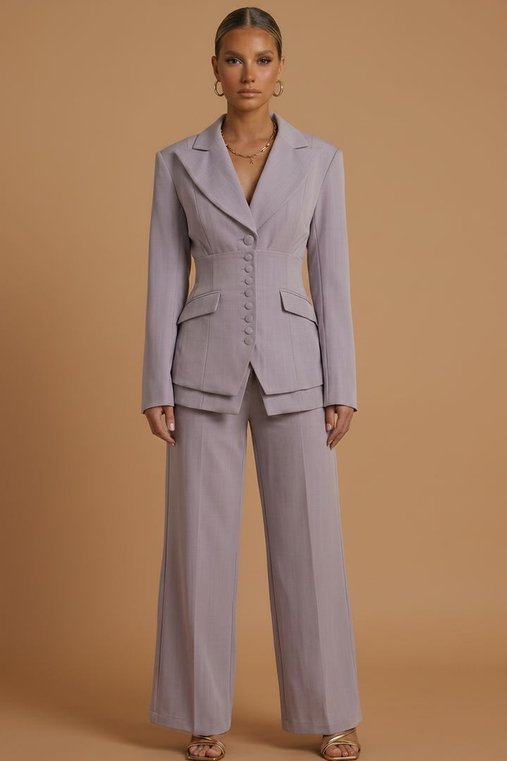 Women's Tailored Blazer and Wide Leg Trousers Set