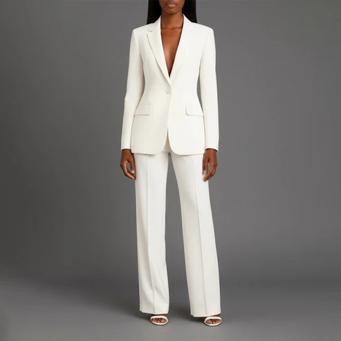 Women's Elegant Blazer and Slim Trousers Suit Set