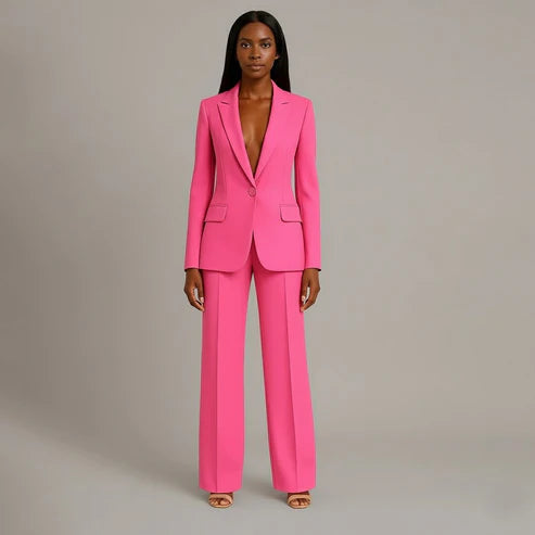 Women's Elegant Blazer and Slim Trousers Suit Set