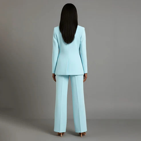 Women's Elegant Blazer and Slim Trousers Suit Set