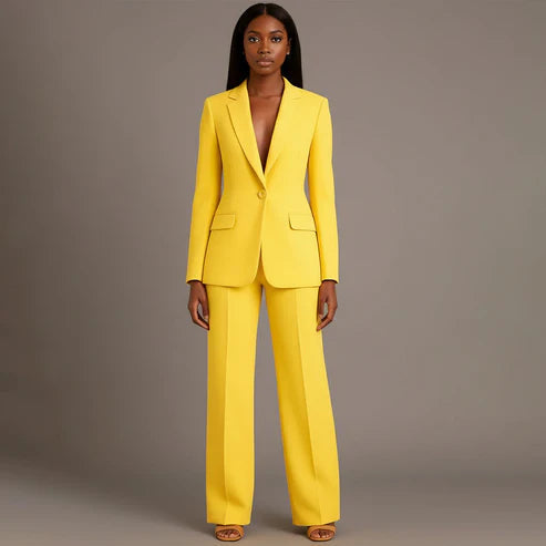 Women's Elegant Blazer and Slim Trousers Suit Set