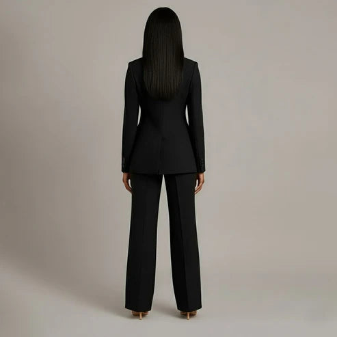 Women's Elegant Blazer and Slim Trousers Suit Set