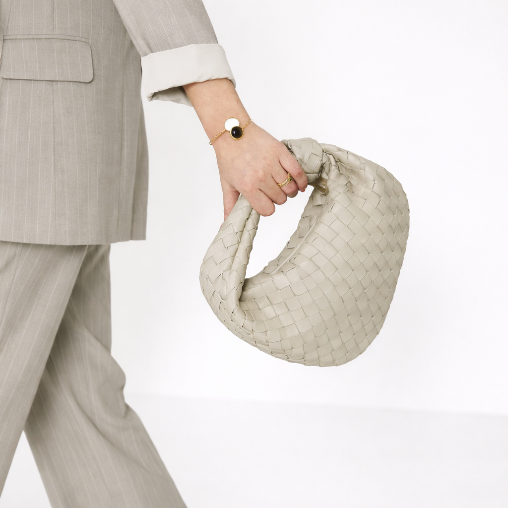 Elegant Woven Knot Handle Bag – Premium Vegan Leather